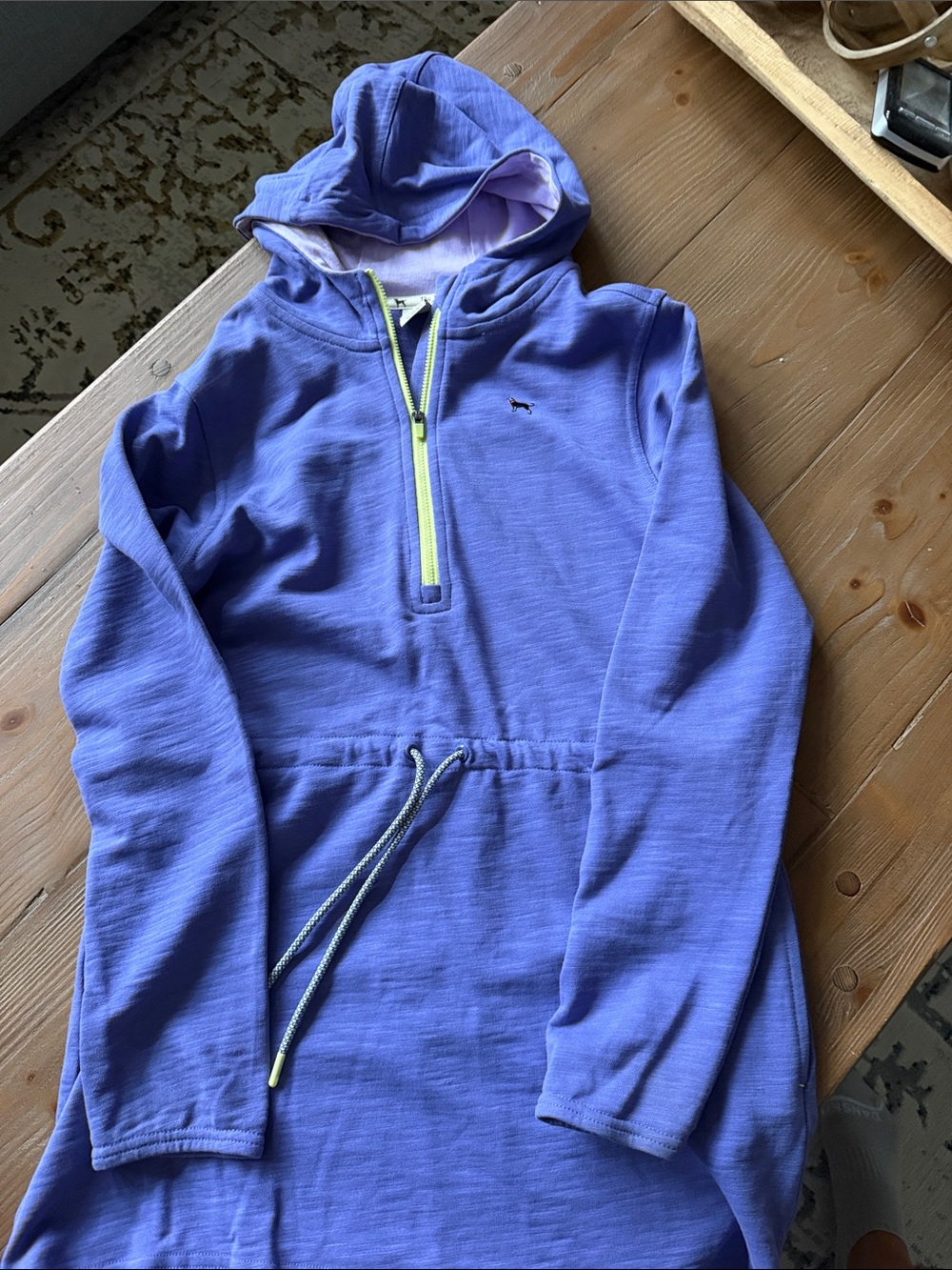 The Black Dog Girls Hoodie Sweatshirt dress in Periwinkle with Front Zip
